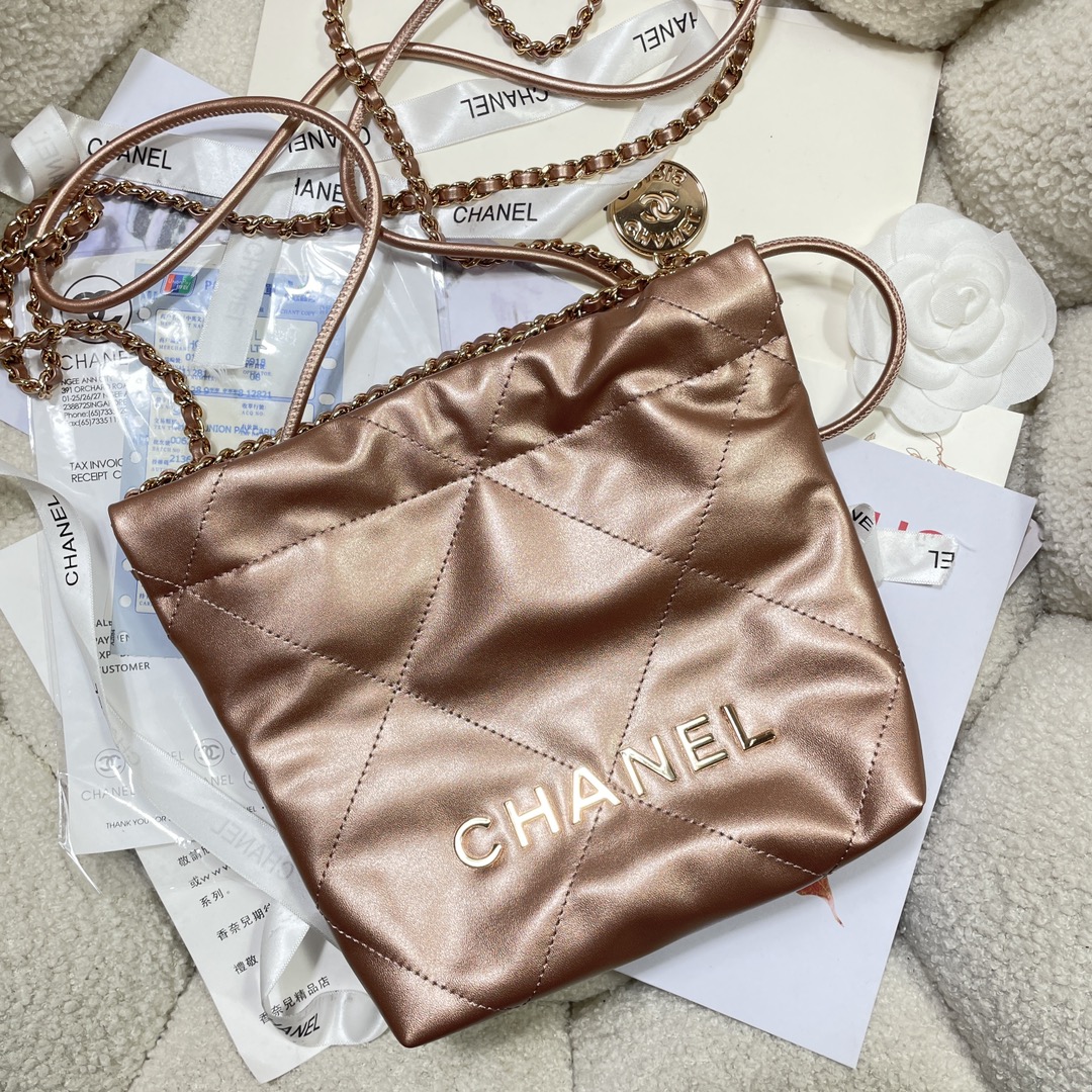 [TOP] CHANEL 22 Bag Shiny 19x20x6cm - Pink