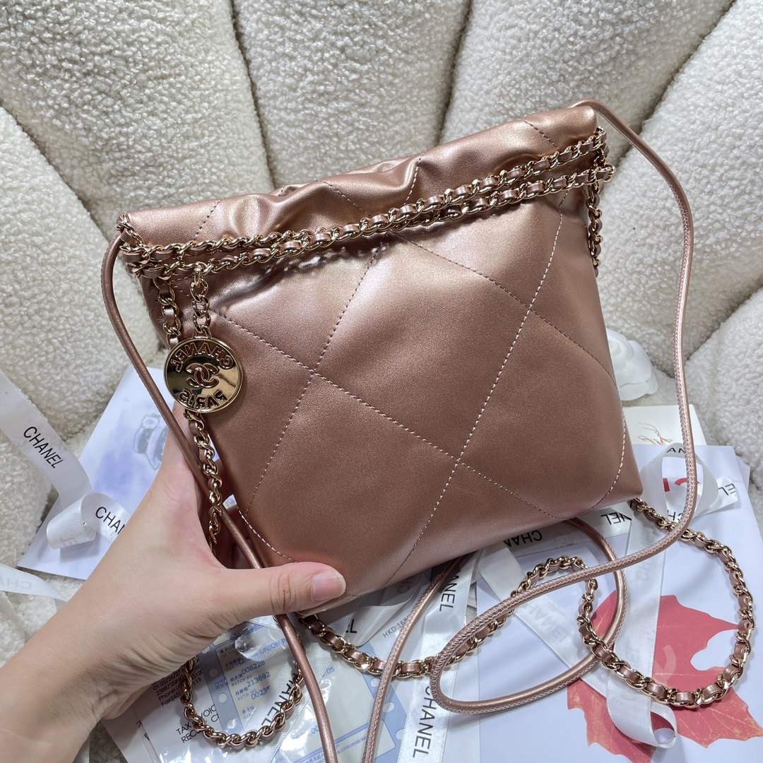 [TOP] CHANEL 22 Bag Shiny 19x20x6cm - Pink