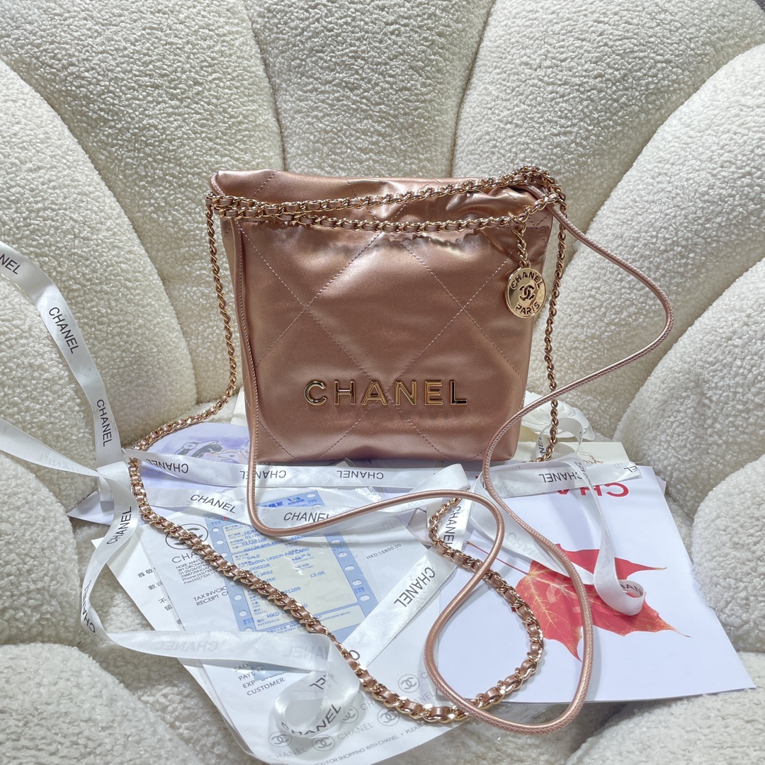 [TOP] CHANEL 22 Bag Shiny 19x20x6cm - Pink