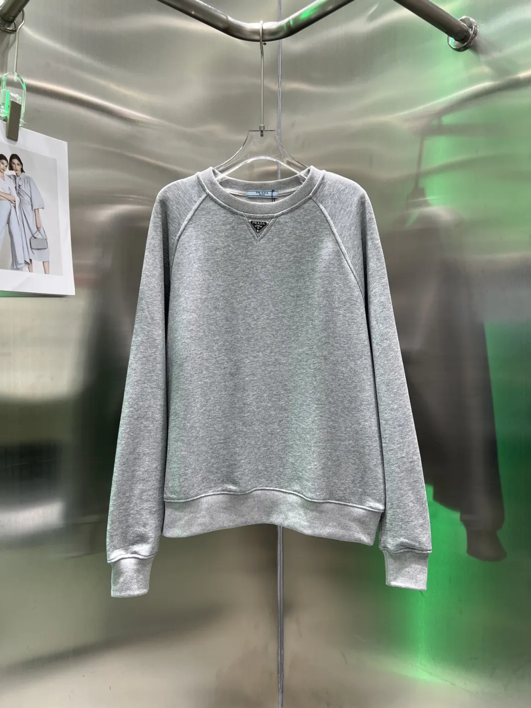 Only One [TOP] PRADA Crew Neck Sweatshirt - Gray - No refund or exchange