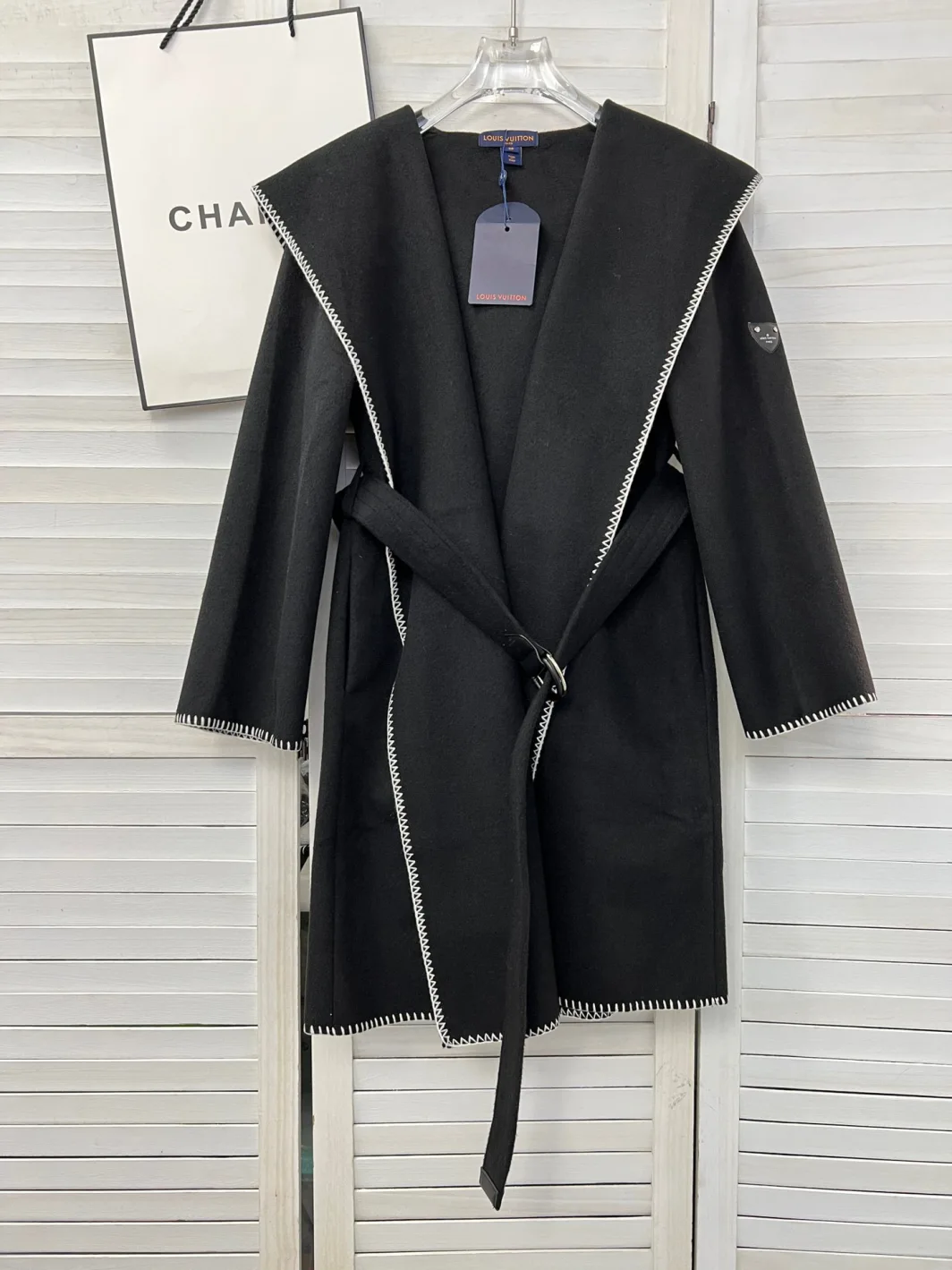Only One [TOP] Louis Vuitton LV Signature Double Face Wrap Coat - Black - No refund or exchange