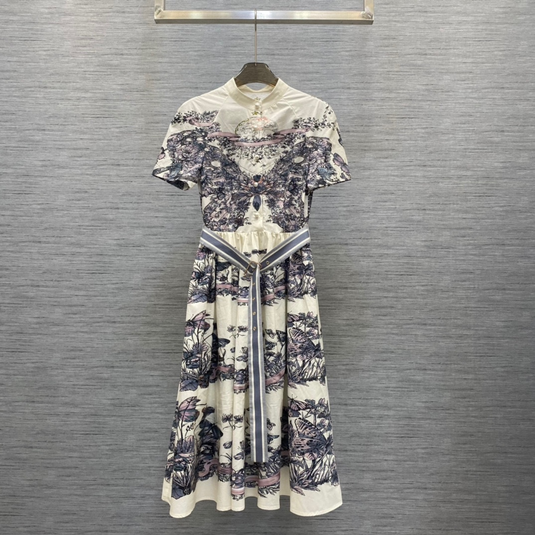 Only One [TOP] Christian Dior Short-Sleeve Dress - Beige - No refund or exchange