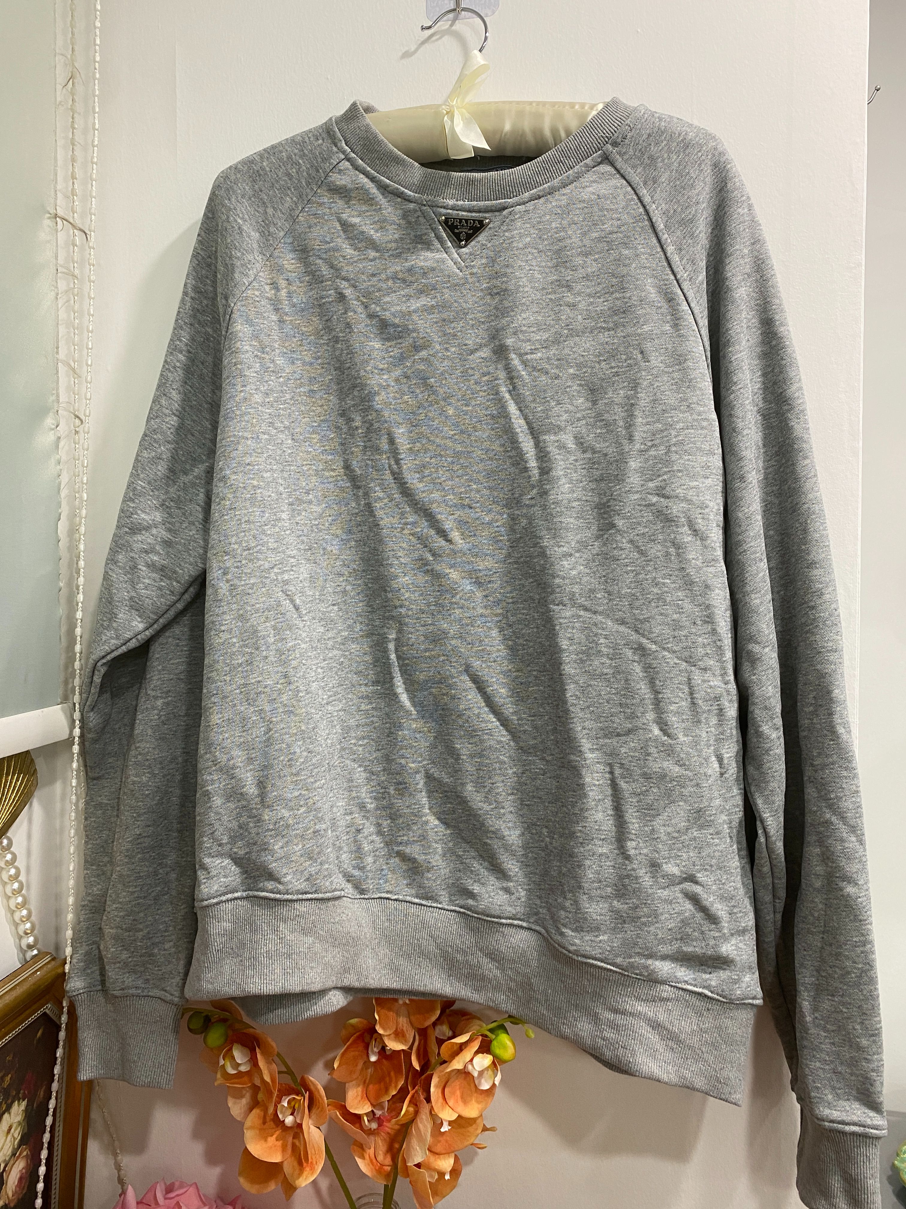 Only One [TOP] PRADA Crew Neck Sweatshirt - Gray - No refund or exchange
