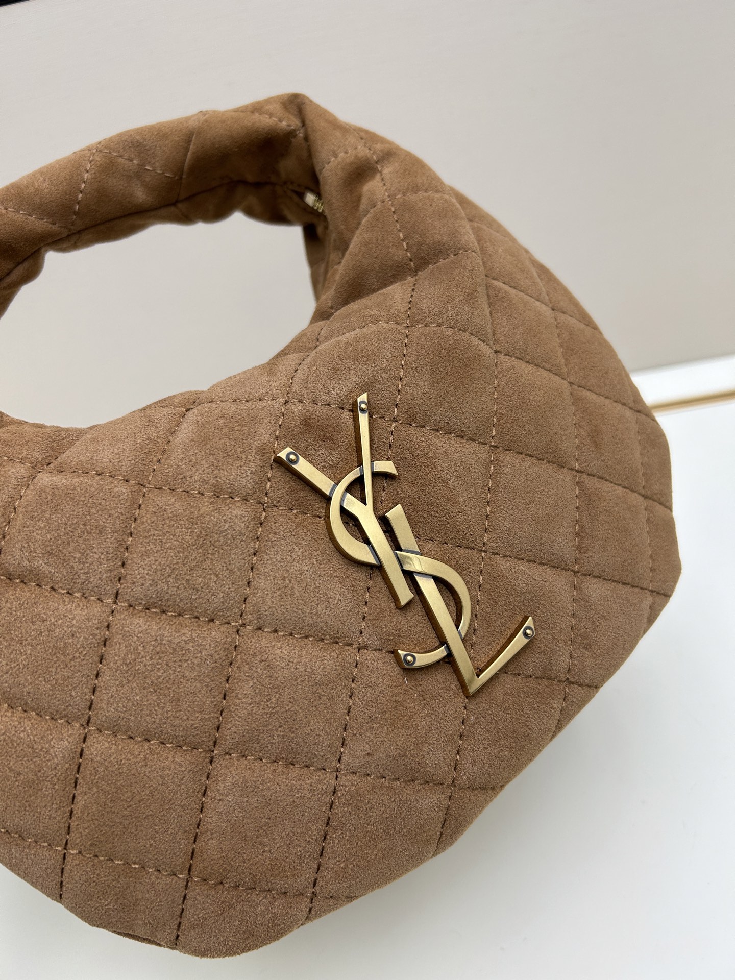 [TOP] Yves Saint Laurent YSL ICARE Baby Suede Nappa Bag 17×13×3cm - Brown