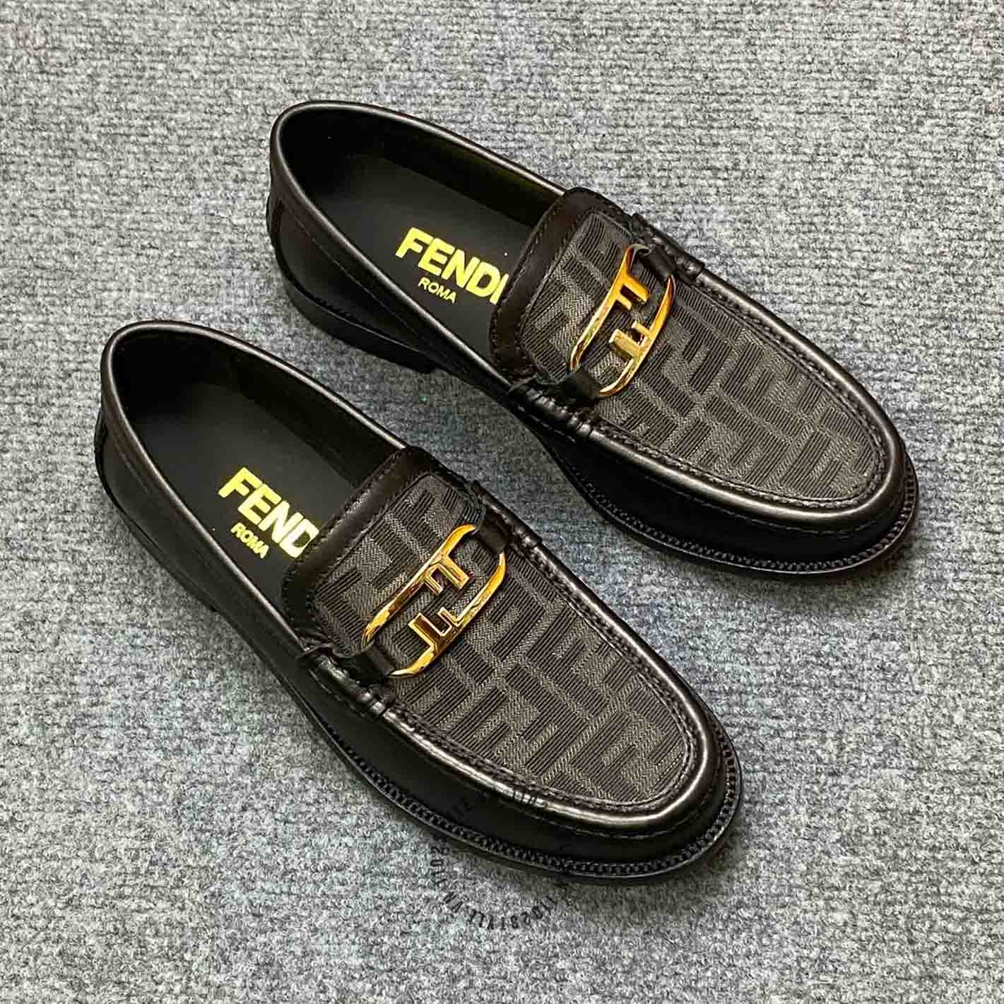 [TOP] FENDI Men's Business Leather Shoes - Black