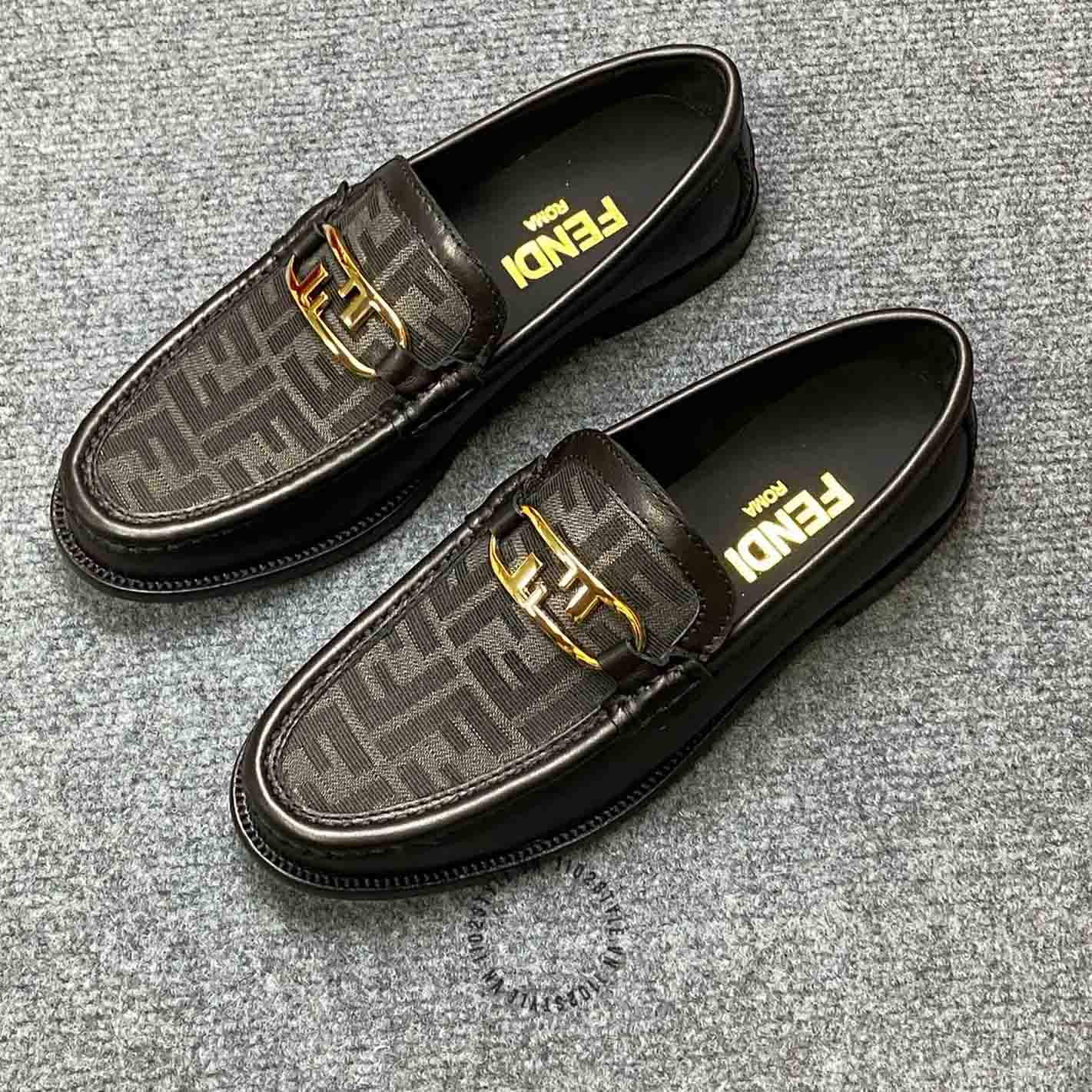 [TOP] FENDI Men's Business Leather Shoes - Black