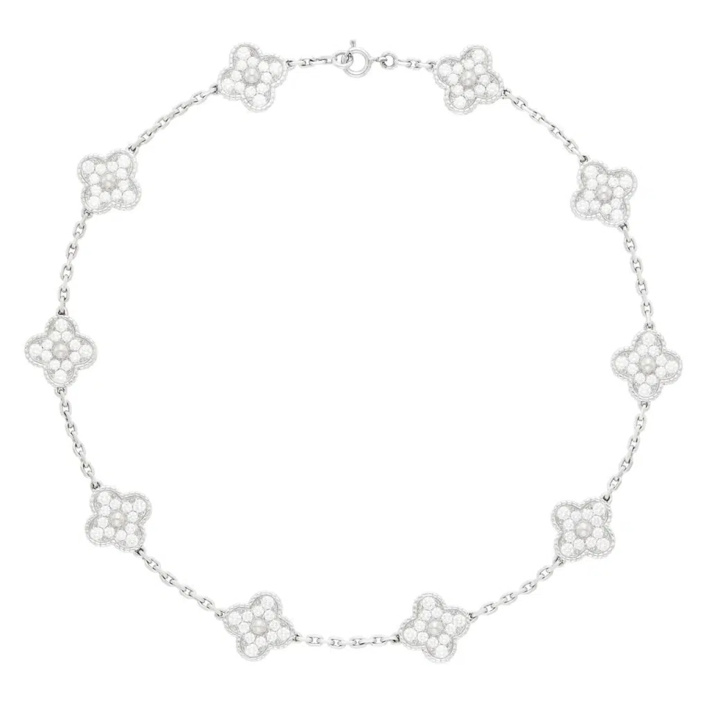 [TOP] Van Cleef & Arpels Necklace with 10 Flowers -  Sliver