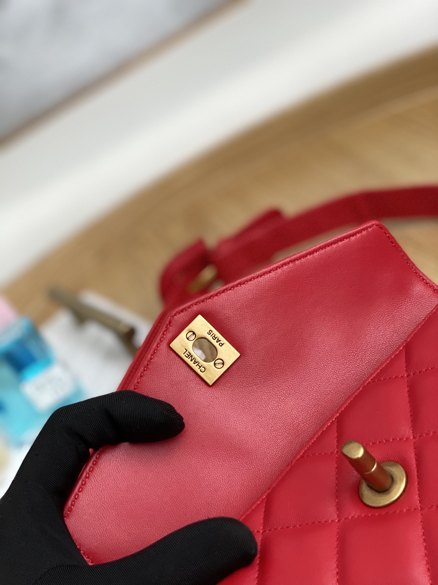 [TOP] CHANEL Lambskin Gold Buckle Belt Bags 18x3.5x12cm - Red