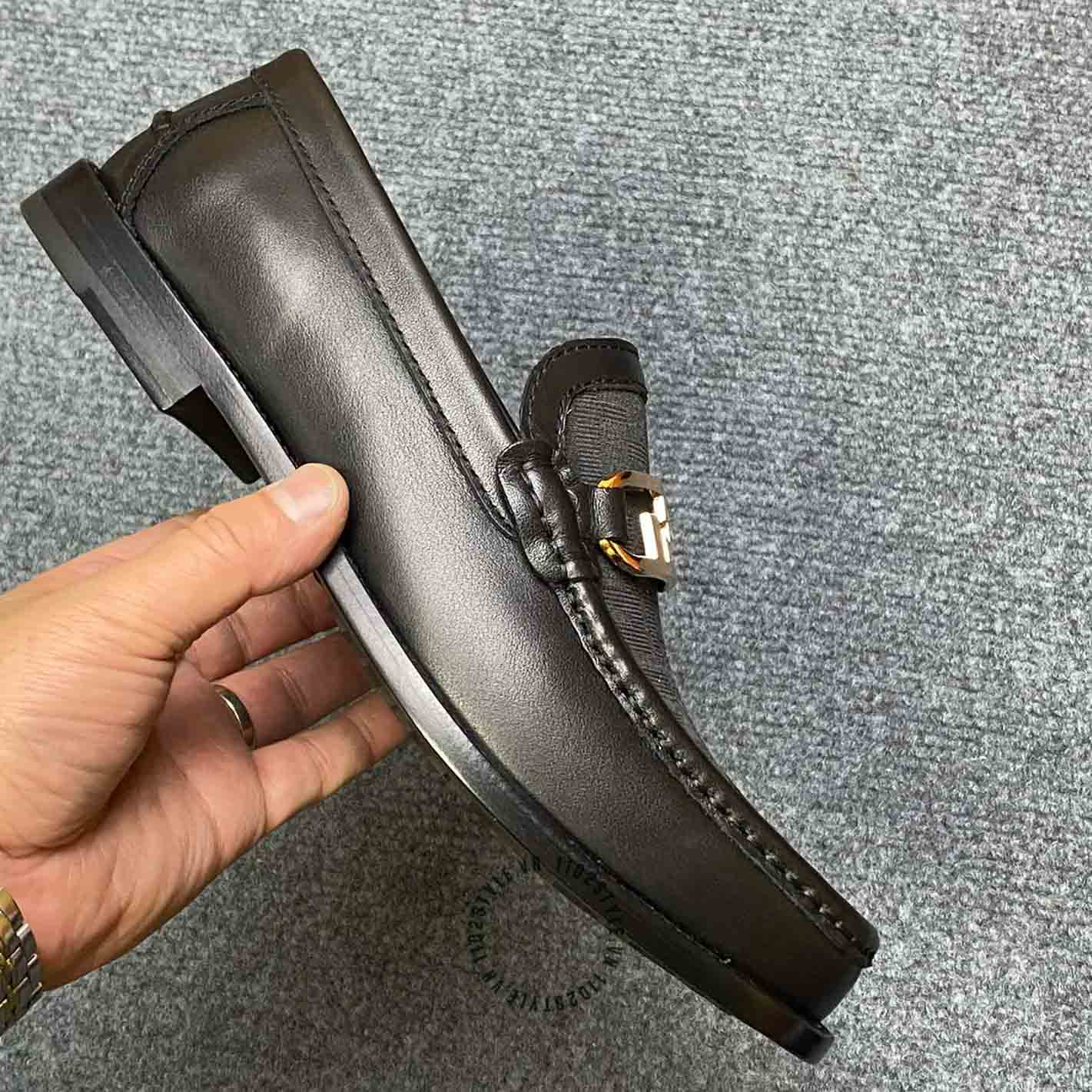 [TOP] FENDI Men's Business Leather Shoes - Black