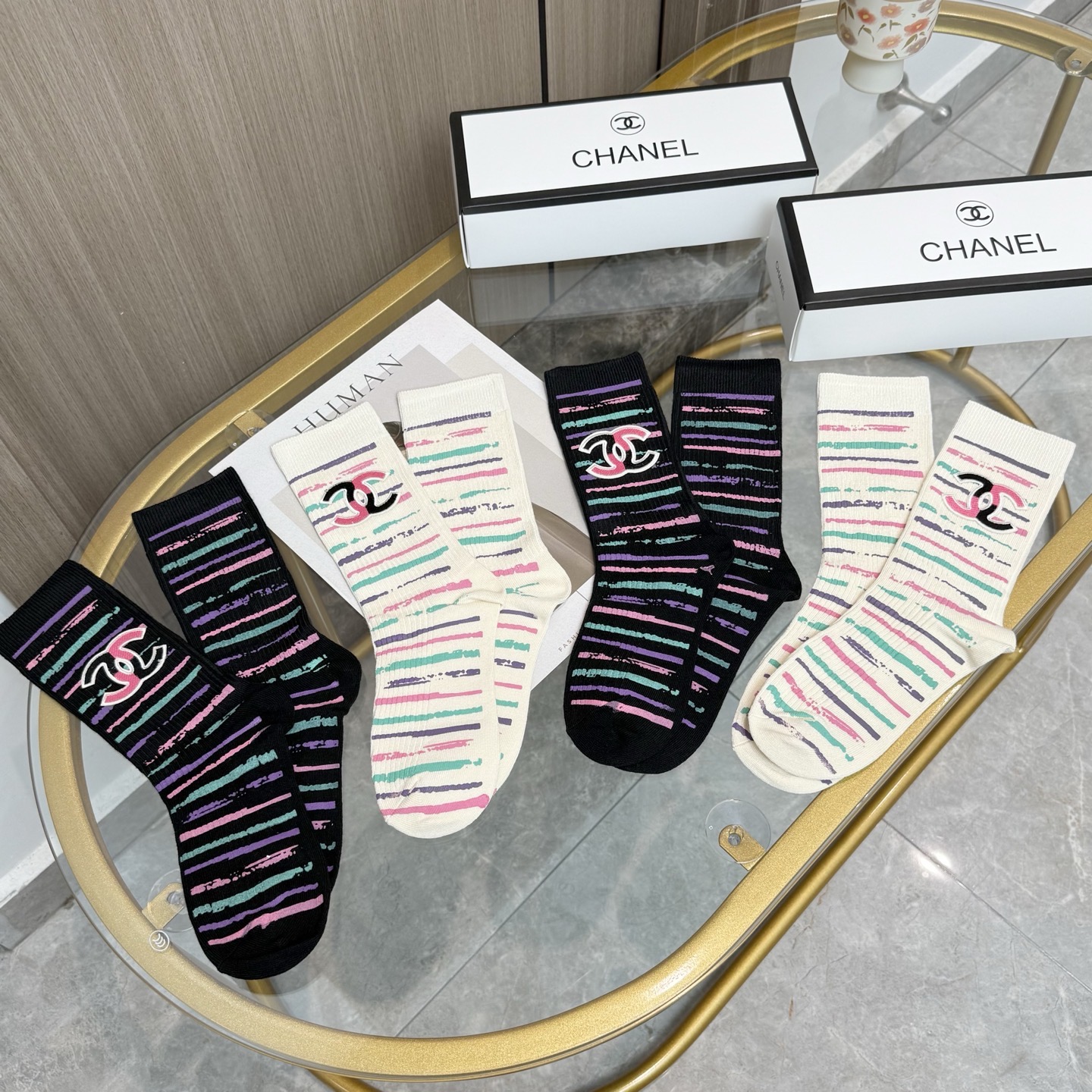 [TOP] CHANEL Socks - 4 Pieces as a Set