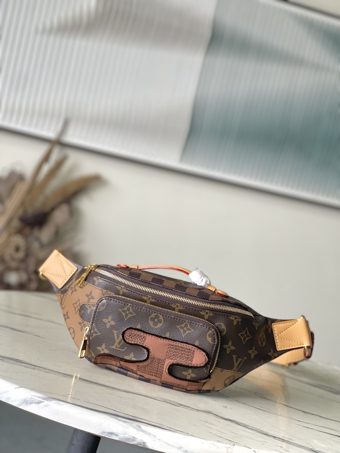 [TOP] Louis Vuitton LV Damier Monogram Reverse Rush Bag 30x15x8cm - Brown