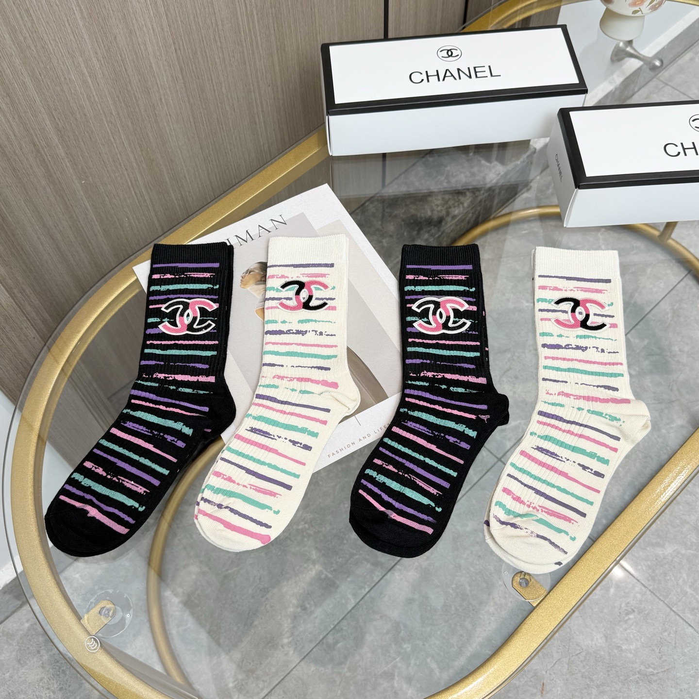 [TOP] CHANEL Socks - 4 Pieces as a Set
