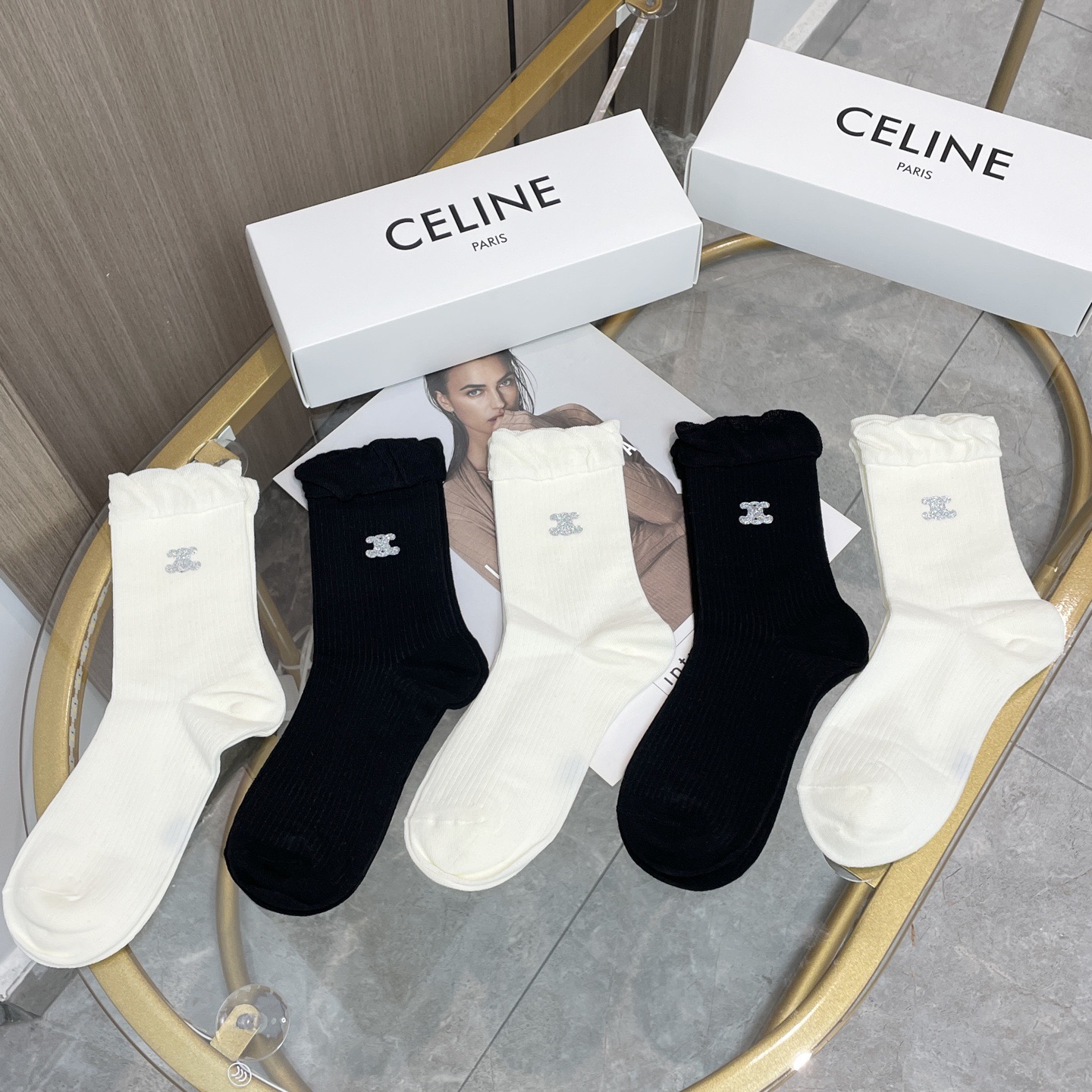 [TOP] CELINE Socks - 5 Pieces as a Set
