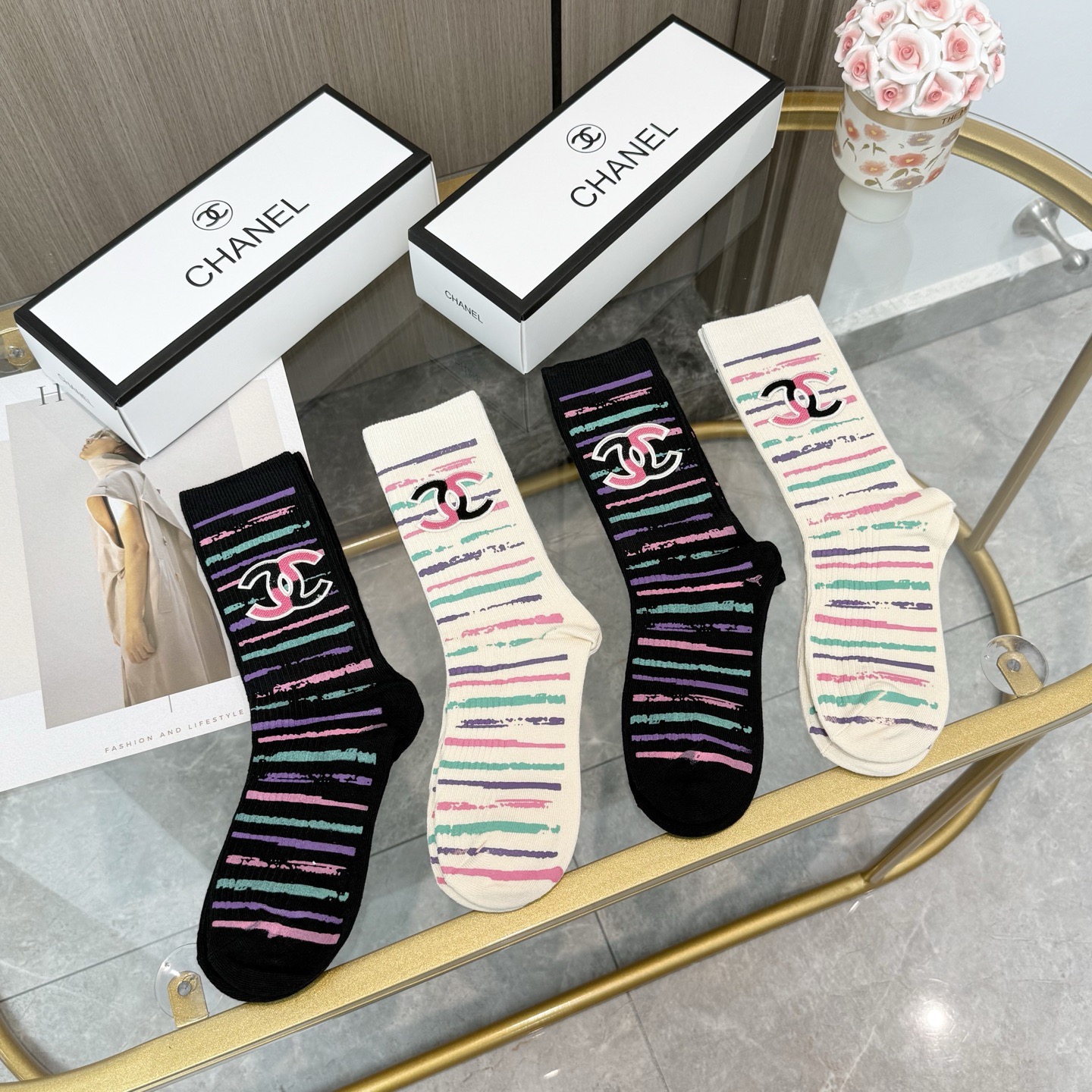 [TOP] CHANEL Socks - 4 Pieces as a Set