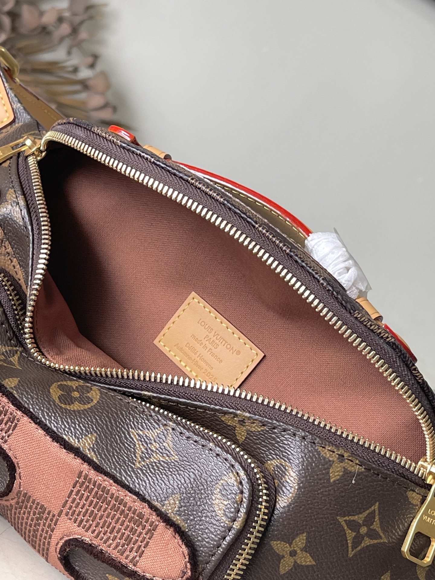 [TOP] Louis Vuitton LV Damier Monogram Reverse Rush Bag 30x15x8cm - Brown