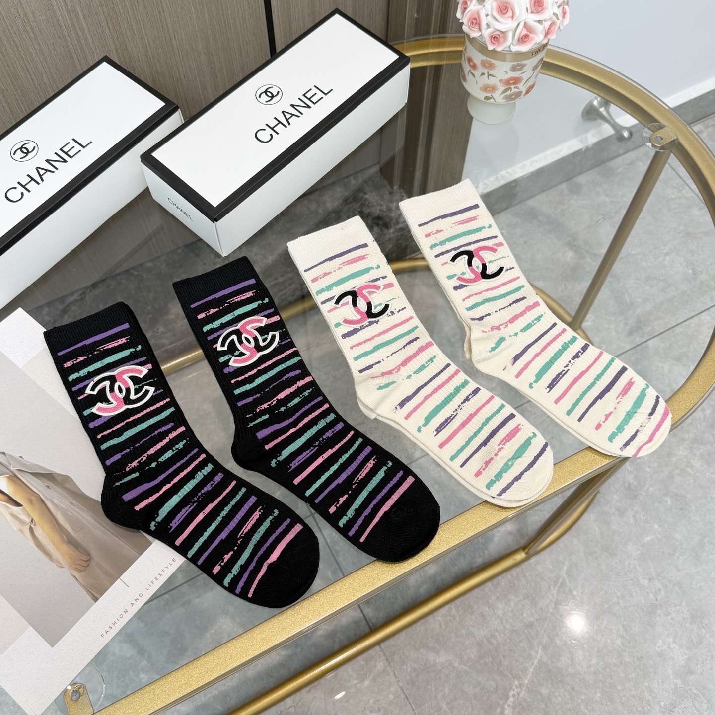 [TOP] CHANEL Socks - 4 Pieces as a Set