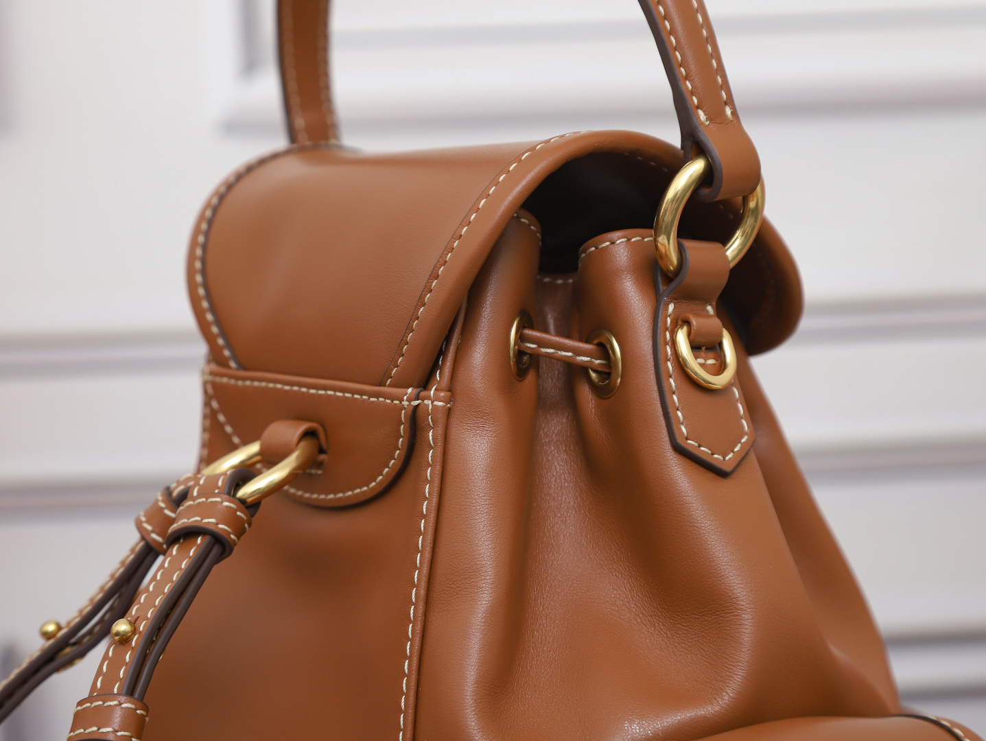 [TOP] Miu Miu Backpack Calfskin 22x18x11.5cm/29.5x25x12.5cm - Brown