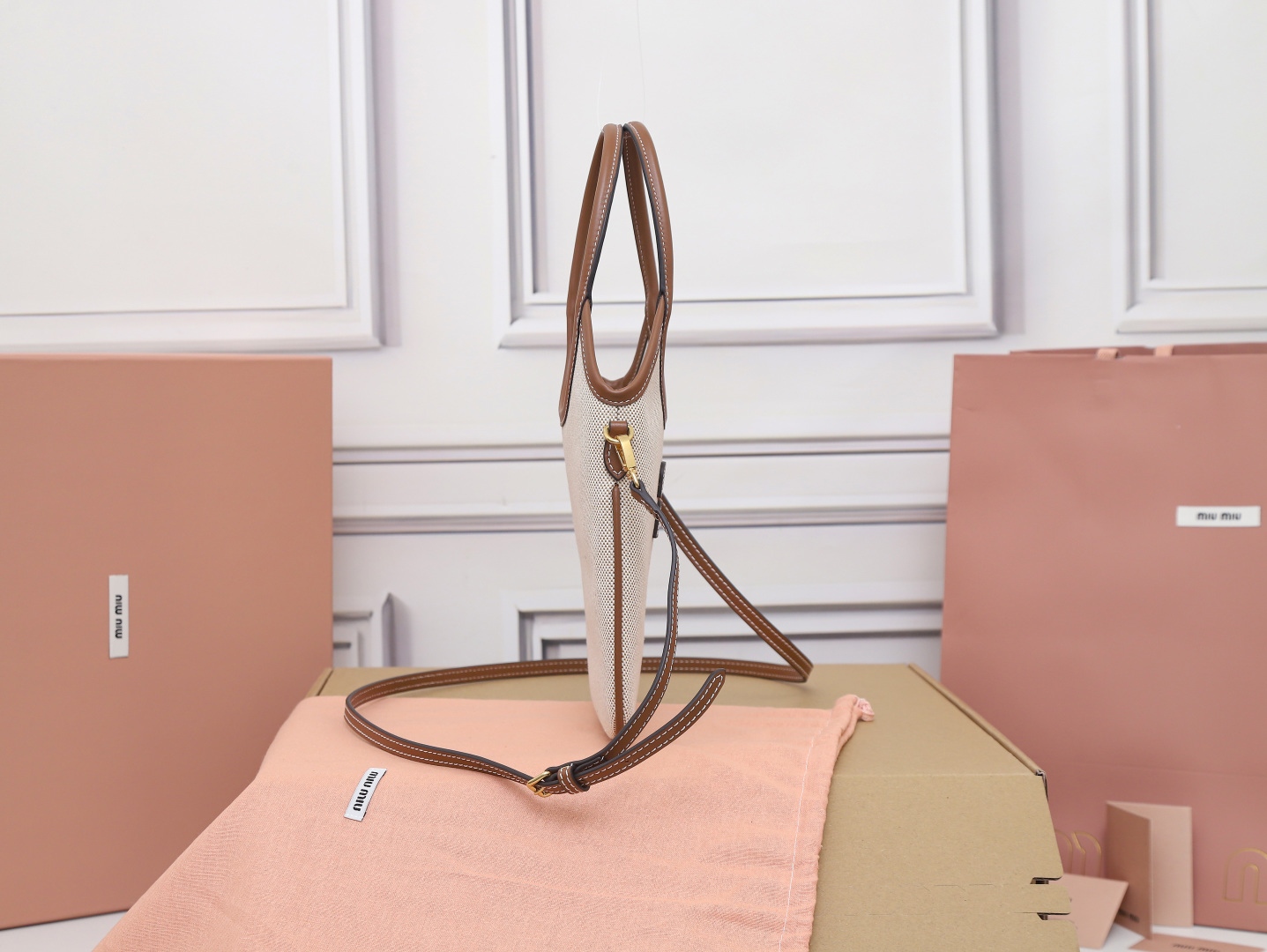 [TOP] Miu Miu Tote Bags 20x24cm/35x40cm - Beige