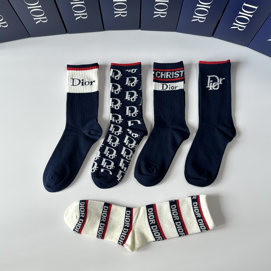 [Top] Christian Dior Socks - 5 Pieces as a Set