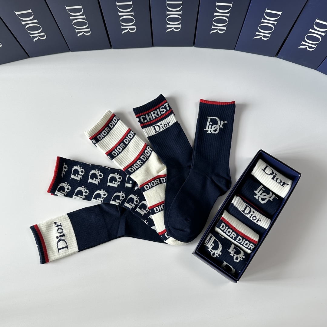 [Top] Christian Dior Socks - 5 Pieces as a Set