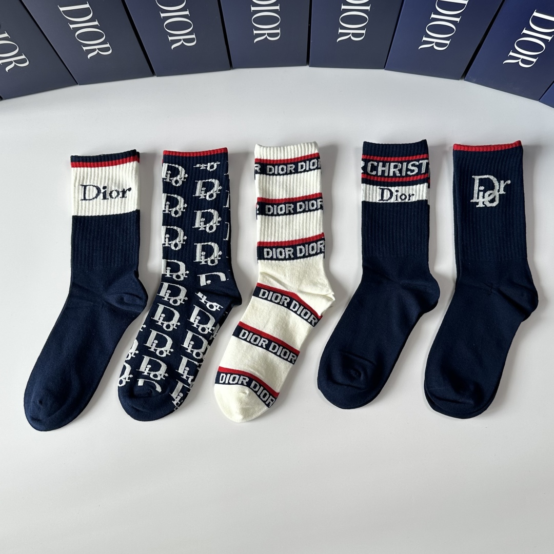 [Top] Christian Dior Socks - 5 Pieces as a Set