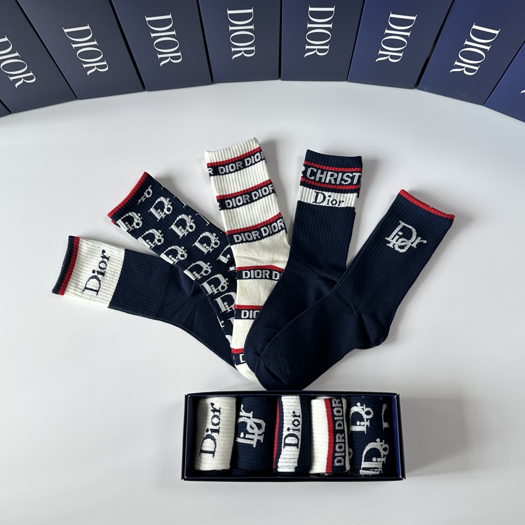 [Top] Christian Dior Socks - 5 Pieces as a Set