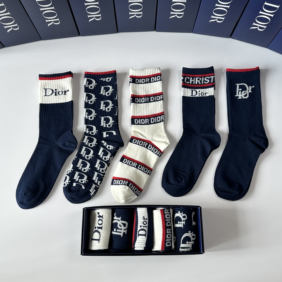 [Top] Christian Dior Socks - 5 Pieces as a Set
