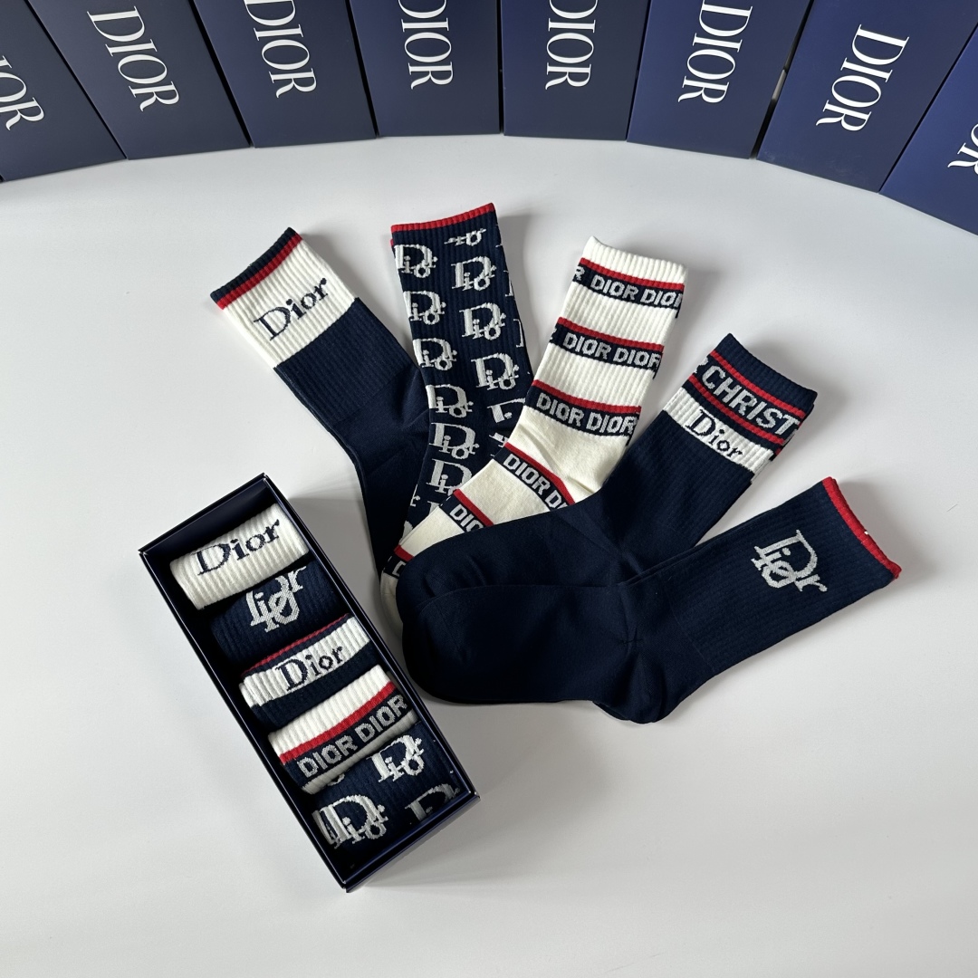 [Top] Christian Dior Socks - 5 Pieces as a Set