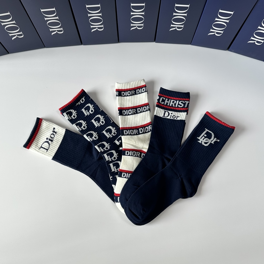 [Top] Christian Dior Socks - 5 Pieces as a Set