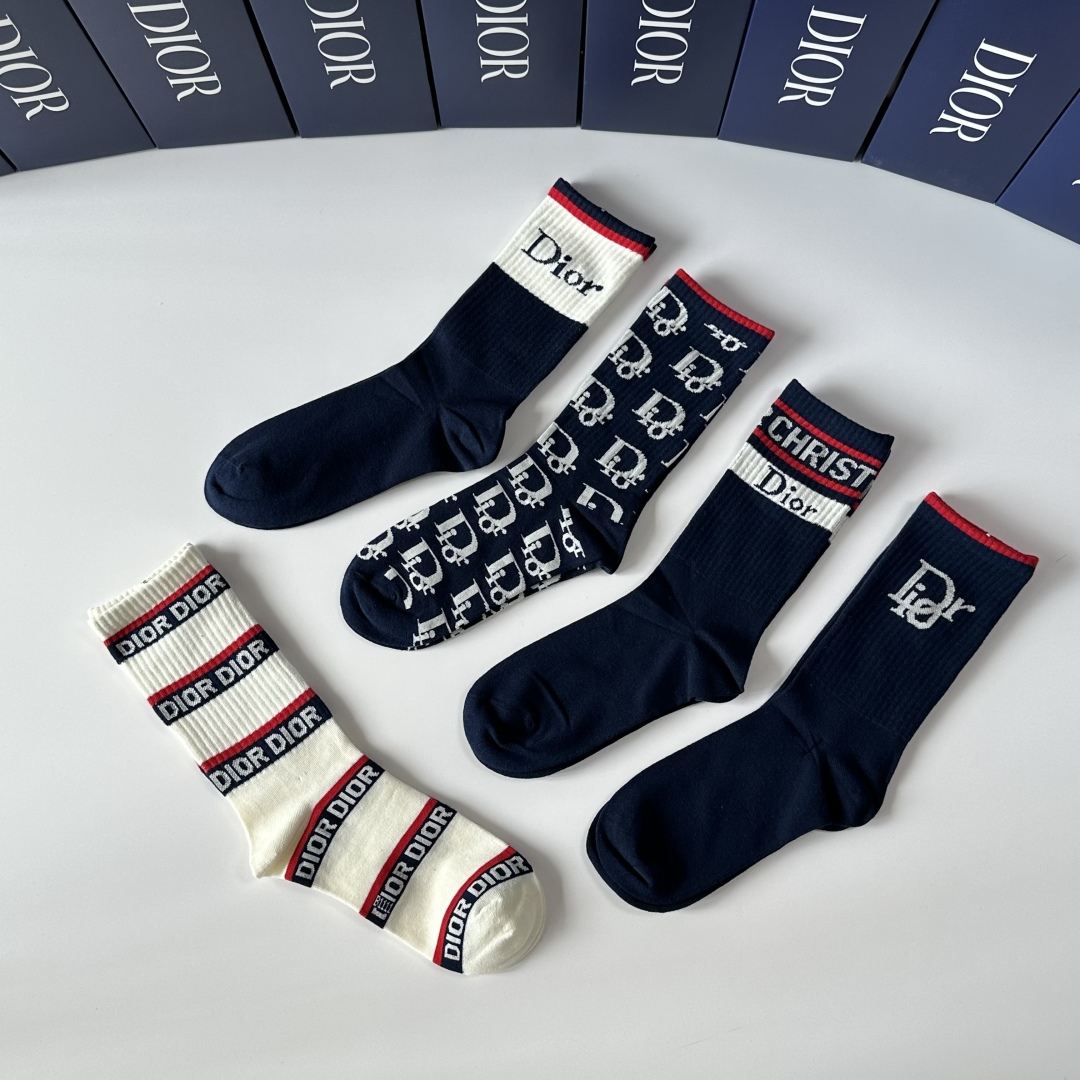 [Top] Christian Dior Socks - 5 Pieces as a Set