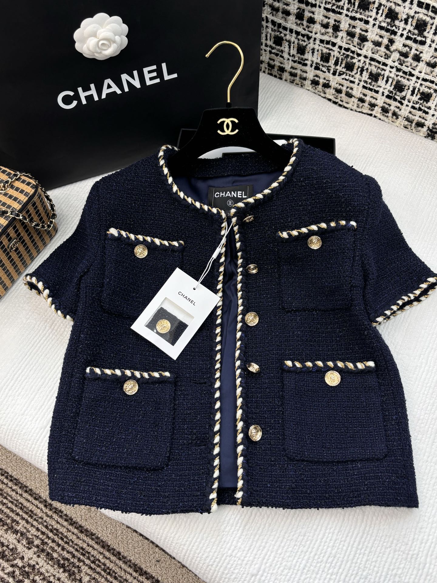 [TOP] CHANEL Tweed Jacket - Navy Blue