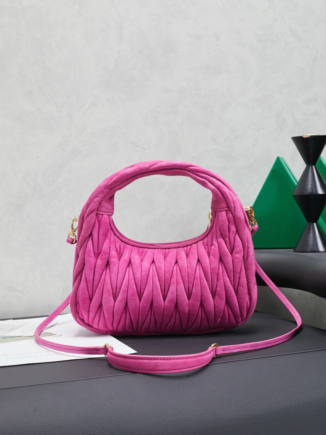 [TOP] Miu Miu Wander Matelasse Suede Sheepskin Clutch Bag 20×23×6cm - 4 Color