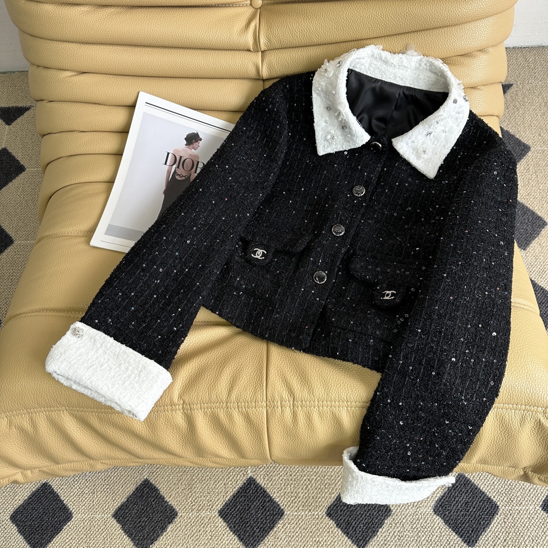 [TOP] CHANEL Tweed Jacket - Black