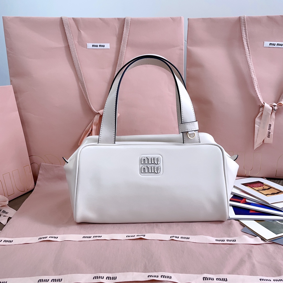 [TOP] Miu Miu Cowhide Bowling Bag 28x15x13cm - 2 Color