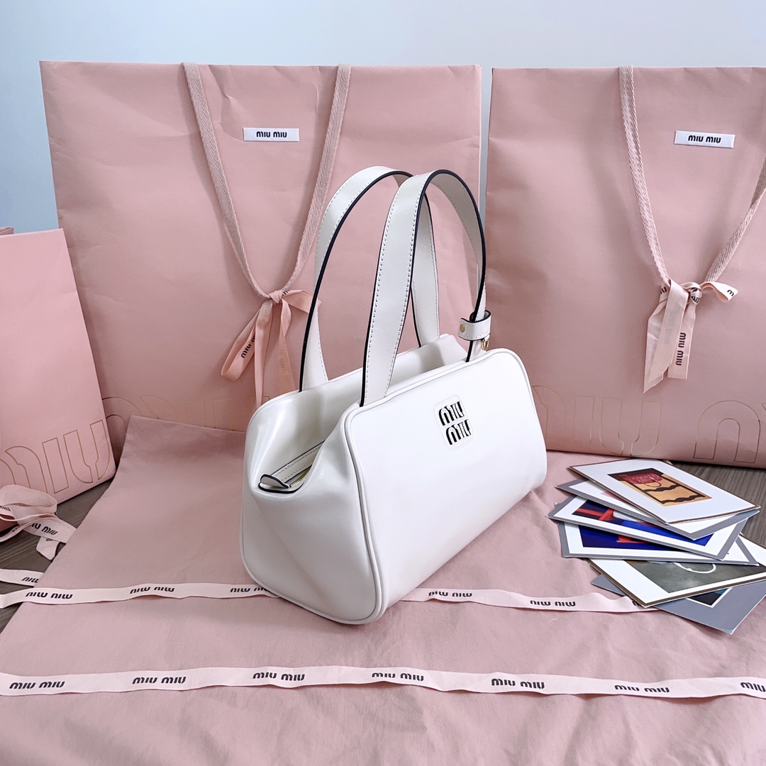 [TOP] Miu Miu Cowhide Bowling Bag 28x15x13cm - 2 Color