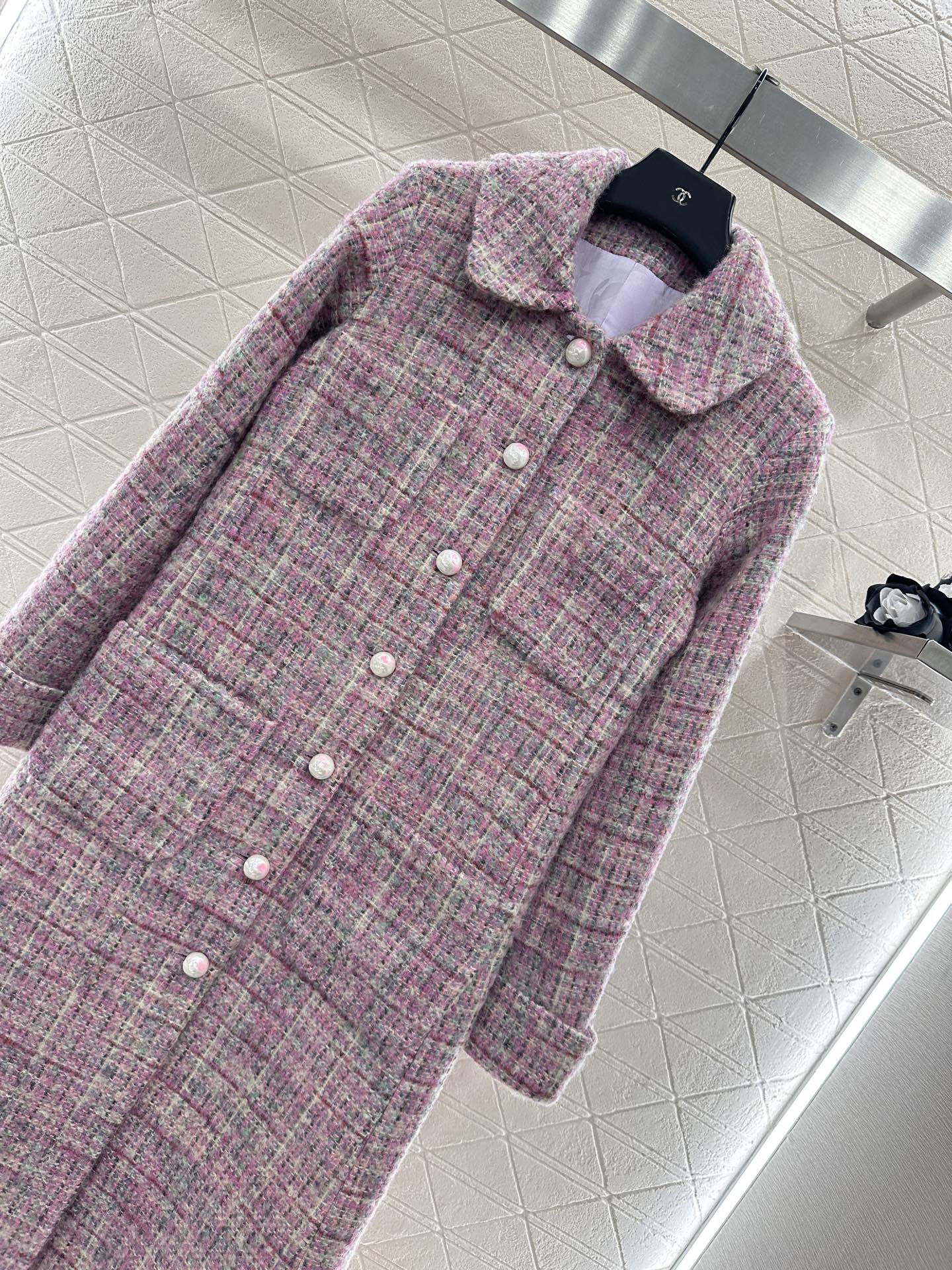 [TOP] CHANEL Tweed Long Jacket - Purple