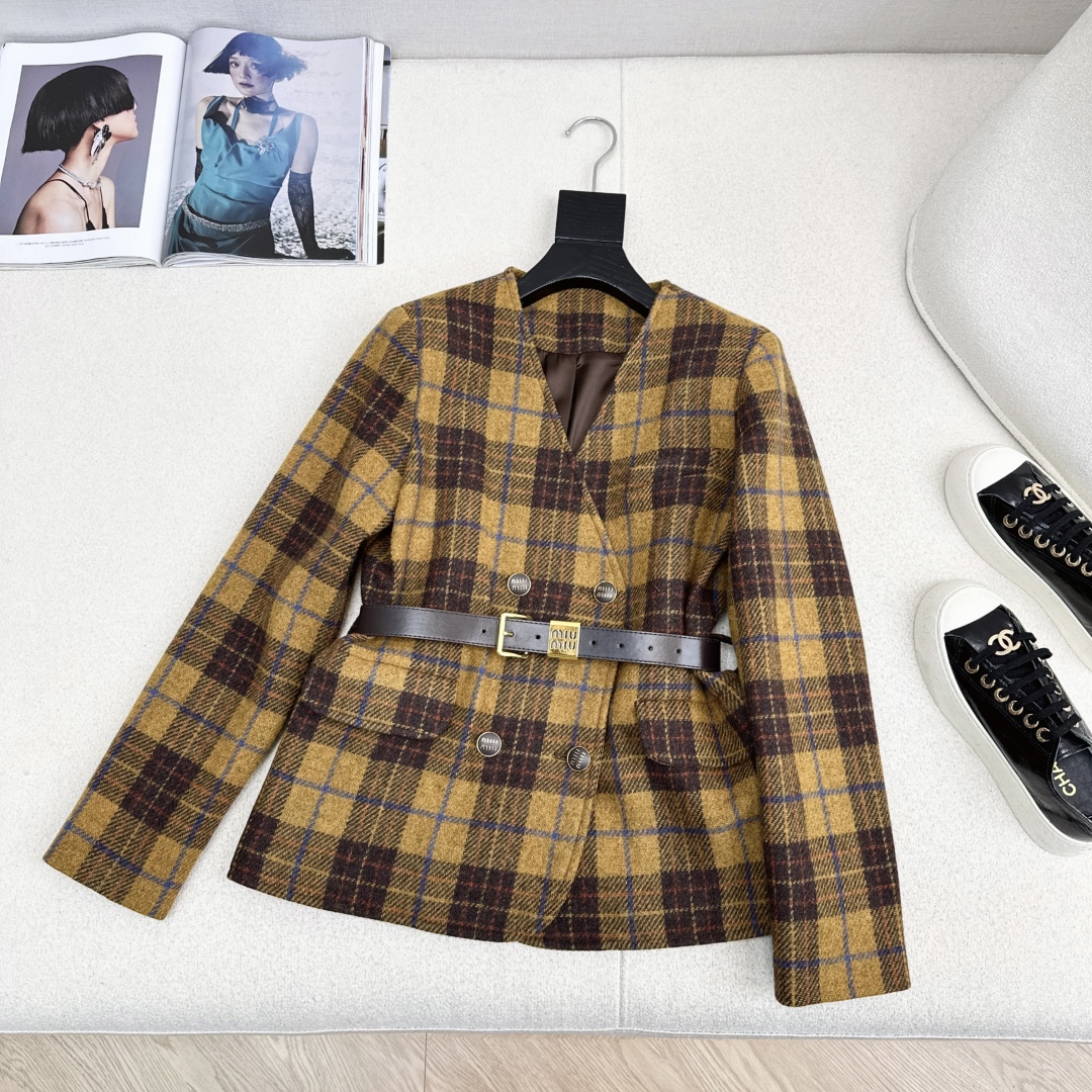 [TOP] Miu Miu Tweed Jacket - Brown