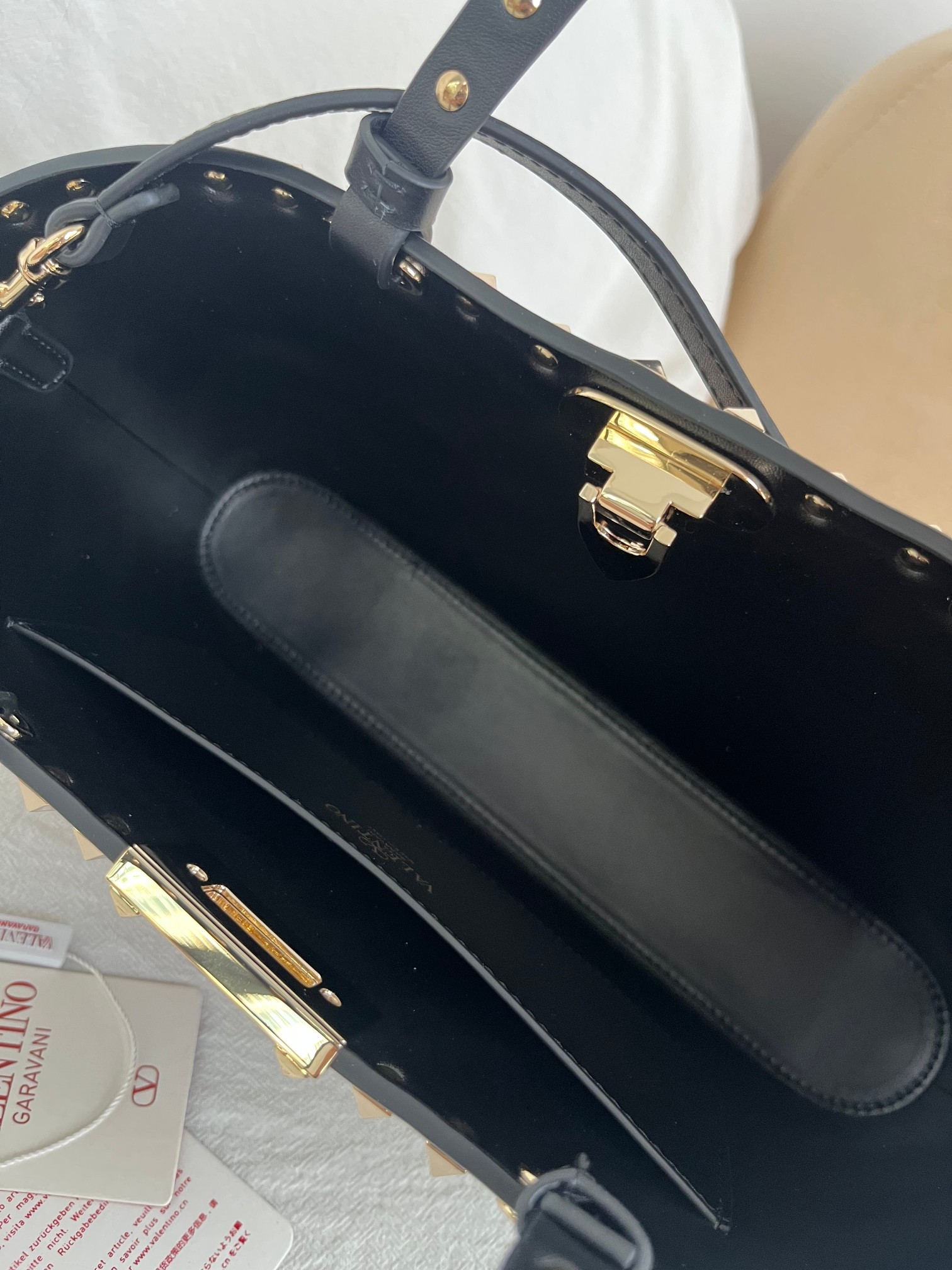 [TOP] VALENTINO Rockstud Leopard Print Tote Bag  32x29x7cm/23x15.5x6cm - Brown