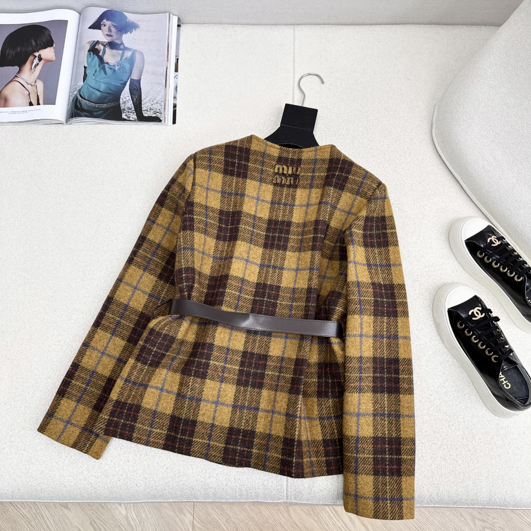 [TOP] Miu Miu Tweed Jacket - Brown