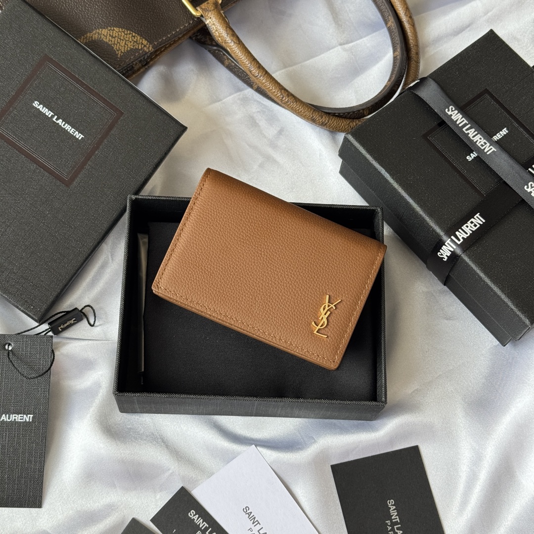 [TOP] Yves Saint Laurent YSL Card Holder Calfskin 7.5x11x1cm - 3 Color