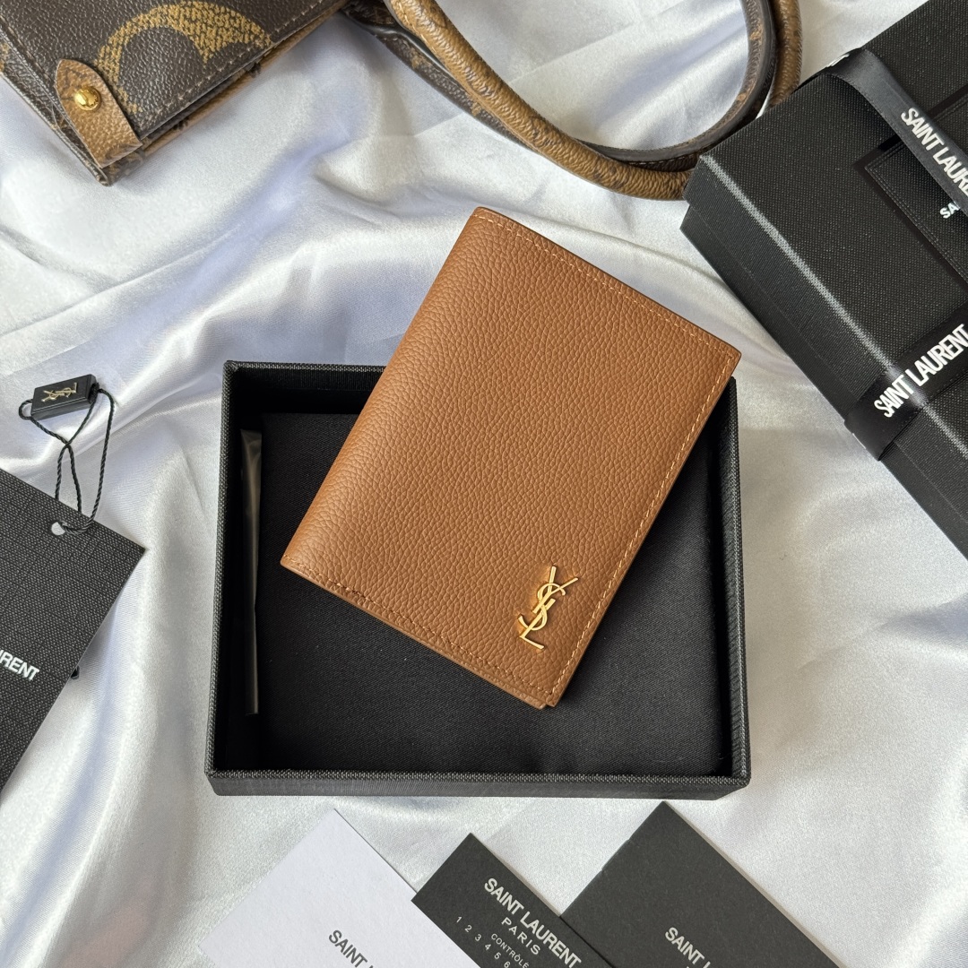 [TOP] Yves Saint Laurent YSL Single Fold Wallet Calfskin 9x11.5x2cm - 3 Colors