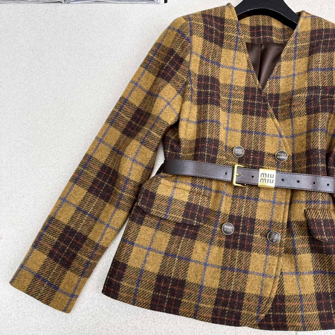 [TOP] Miu Miu Tweed Jacket - Brown