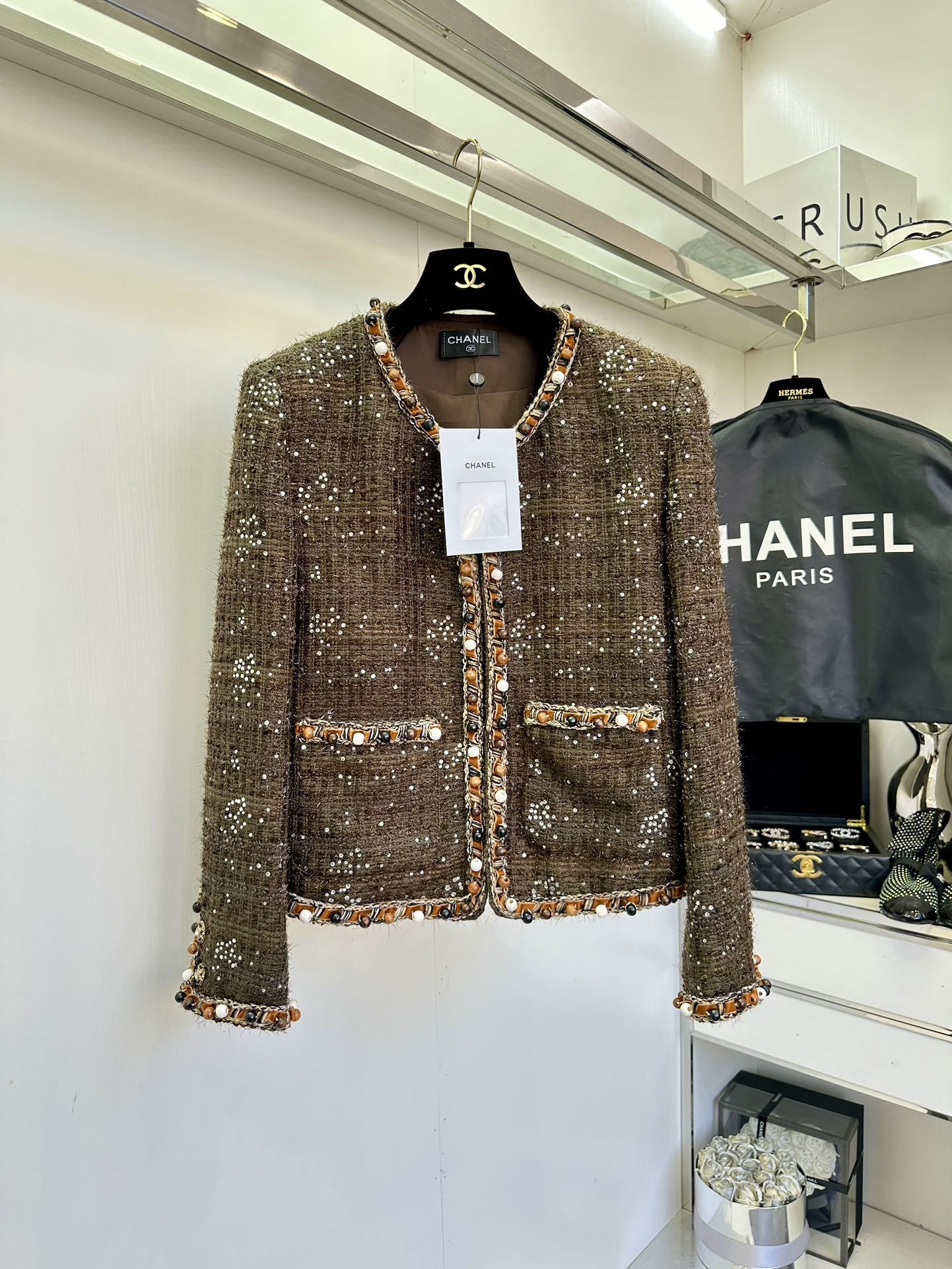 [TOP] CHANEL Tweed Jacket - Brown