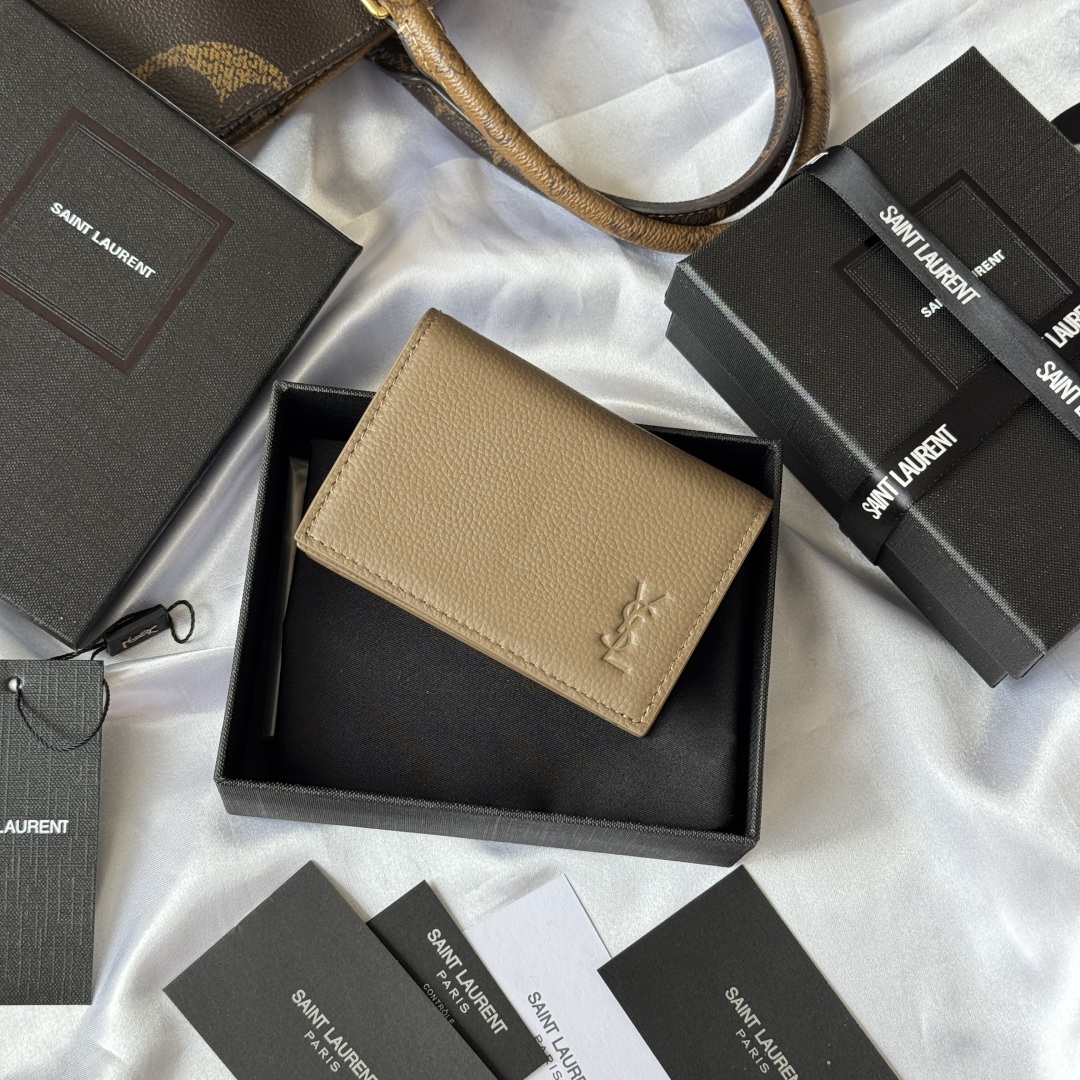 [TOP] Yves Saint Laurent YSL Card Holder Calfskin 7.5x11x1cm - 3 Color