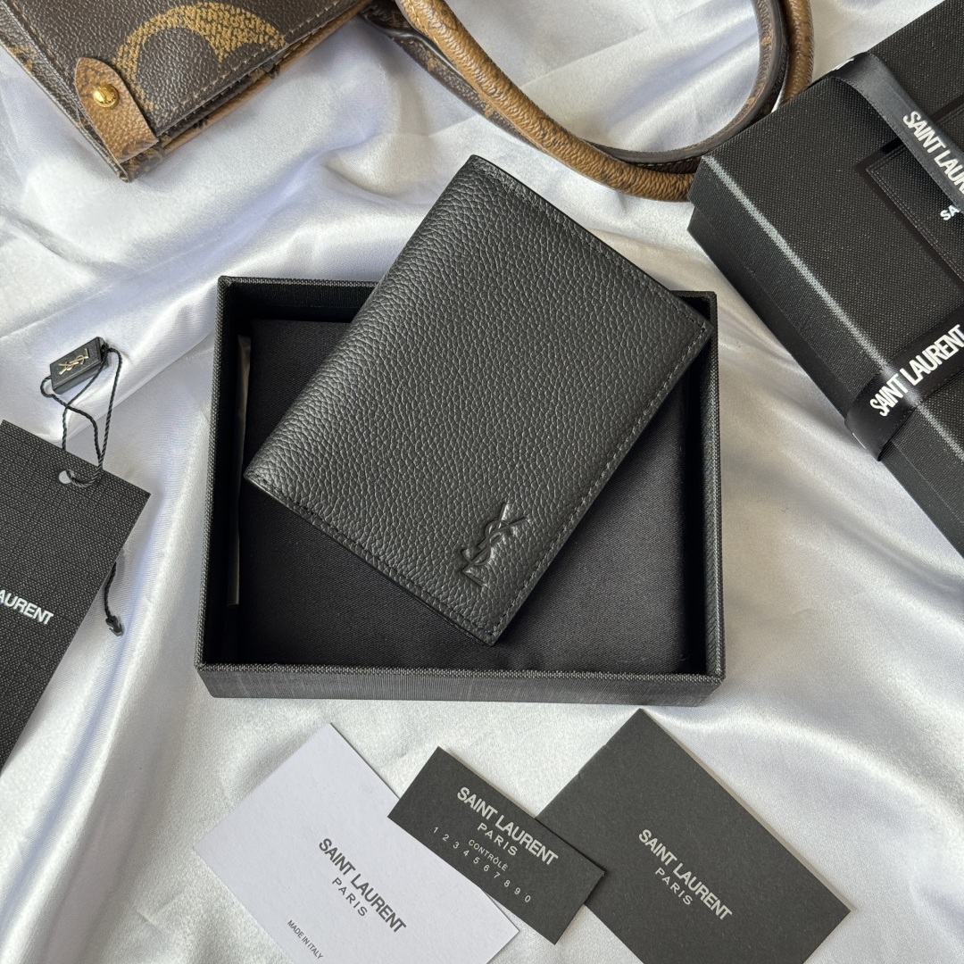 [TOP] Yves Saint Laurent YSL Single Fold Wallet Calfskin 9x11.5x2cm - 3 Colors