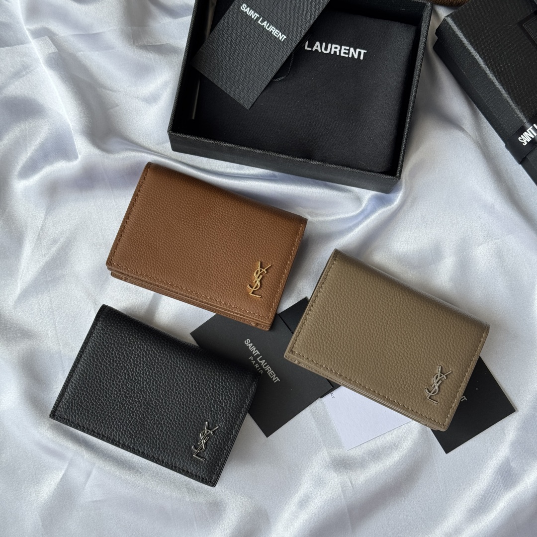 [TOP] Yves Saint Laurent YSL Card Holder Calfskin 7.5x11x1cm - 3 Color