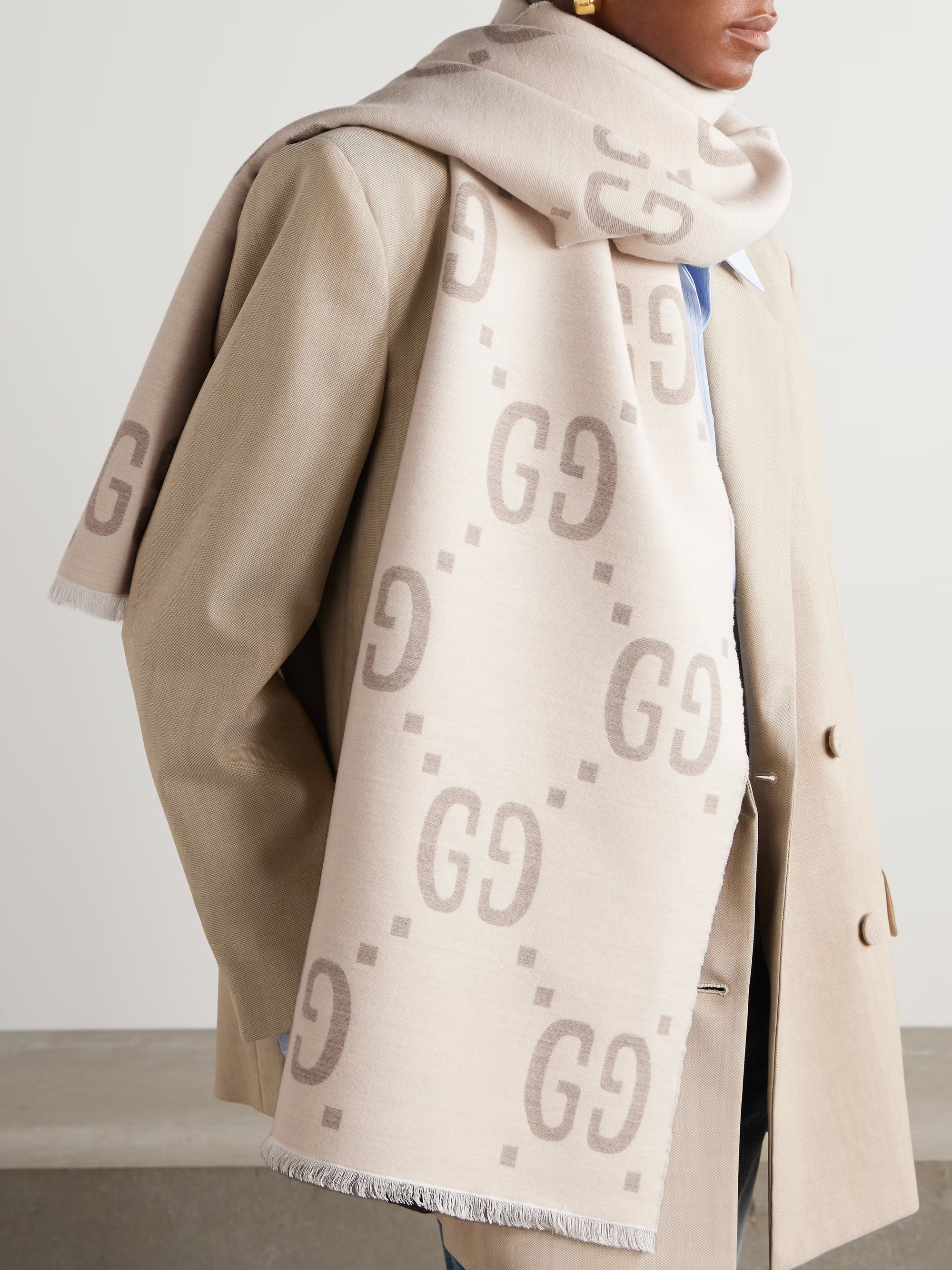 [TOP] GUCCI Cashmere Scarf 190cm*35cm - Khaki