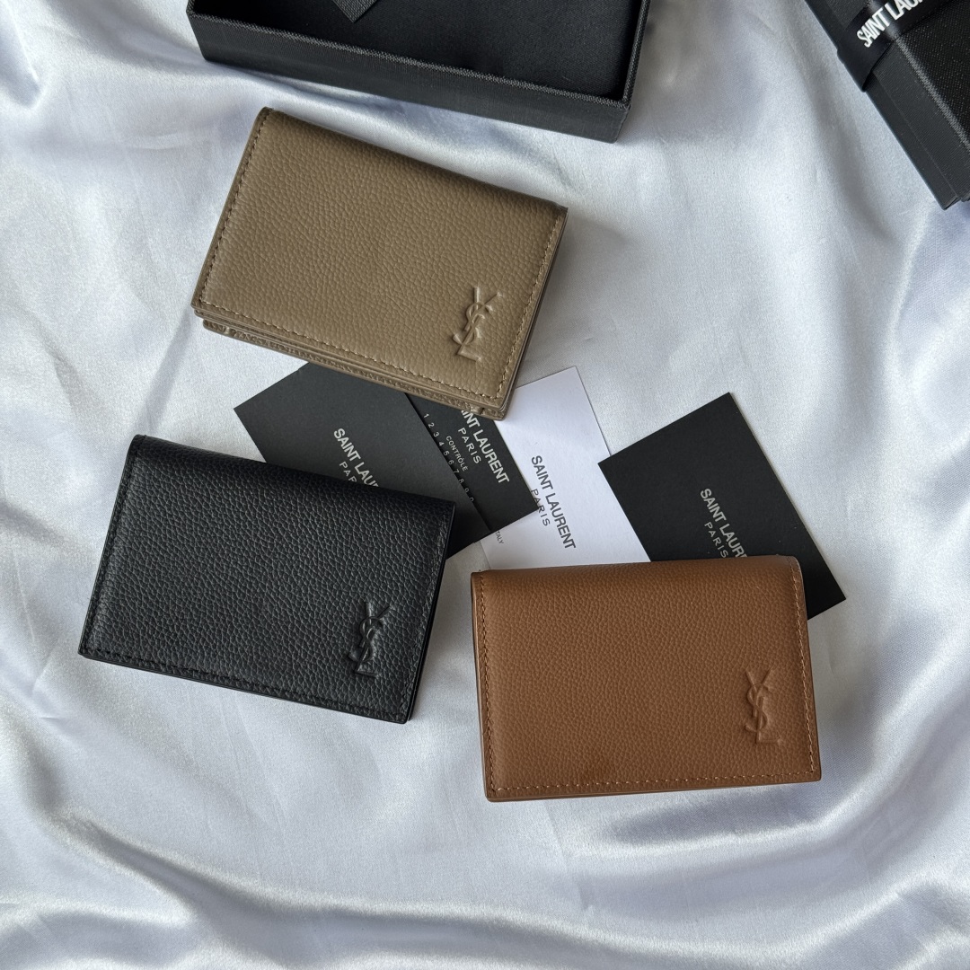 [TOP] Yves Saint Laurent YSL Card Holder Calfskin 7.5x11x1cm - 3 Color