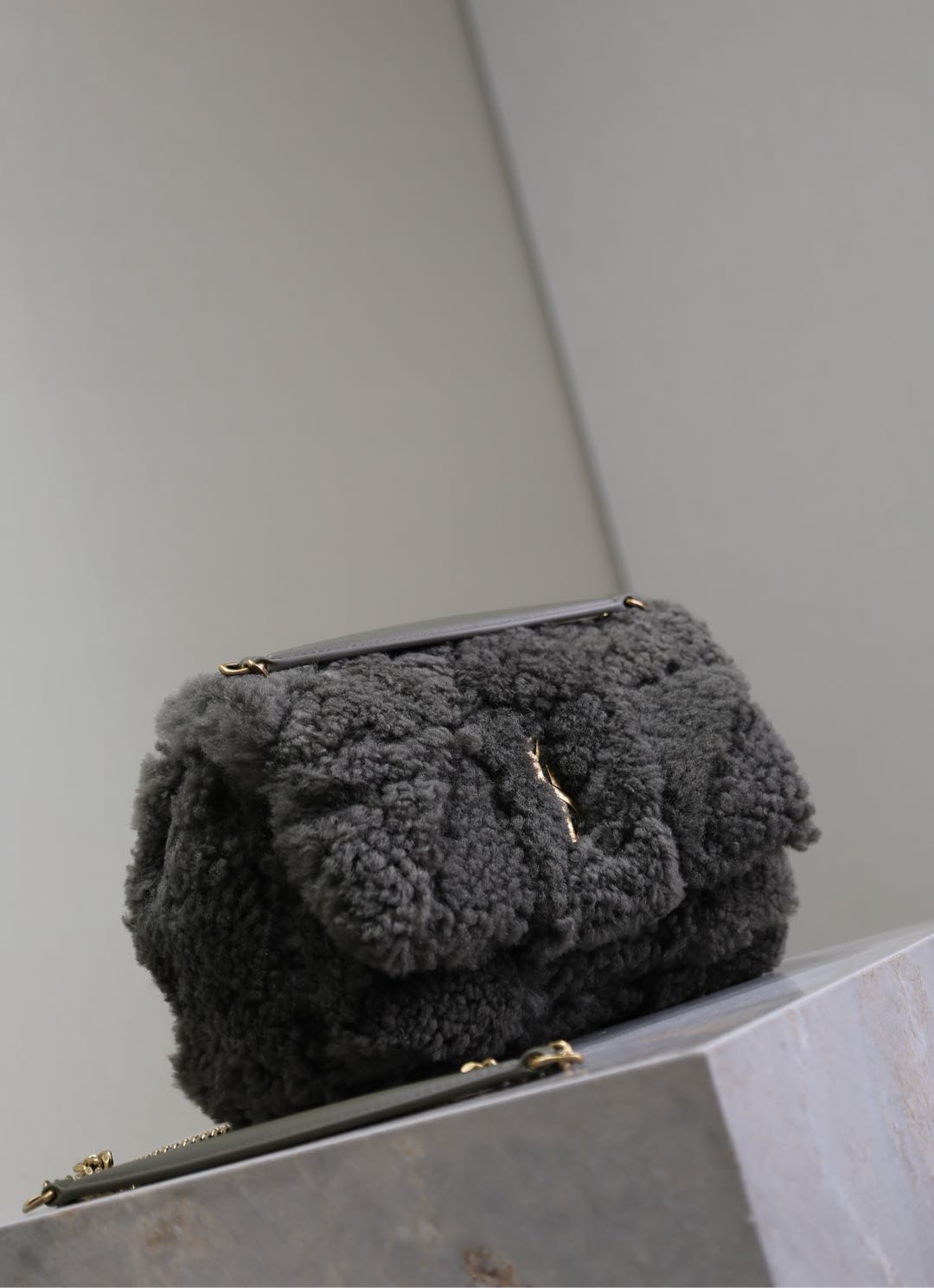 [TOP] Yves Saint Laurent YSL Wool Jamie Bag 25x15x7.5cm/20×12.5×6.5cm - Green