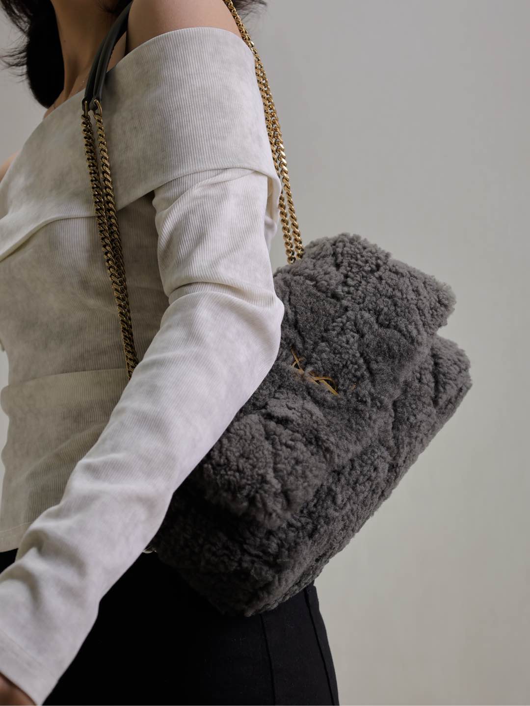 [TOP] Yves Saint Laurent YSL Wool Jamie Bag 25x15x7.5cm/20×12.5×6.5cm - Green